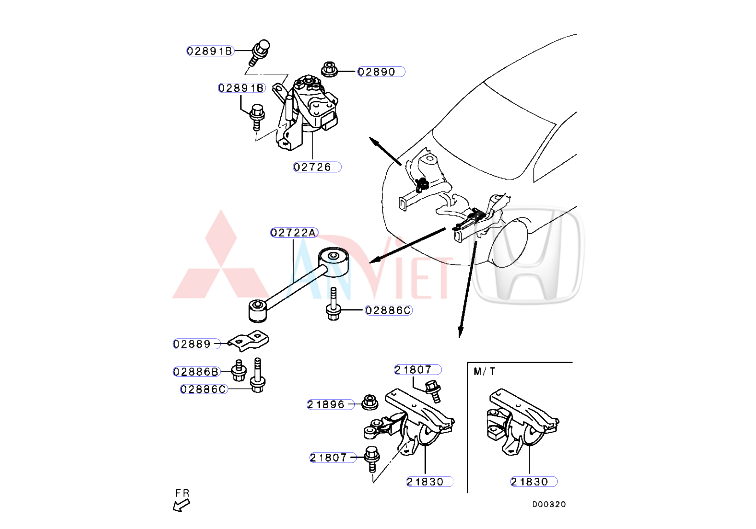 Chân máy xe Mitsubishi Attrage 2910A318 1093A146, 1093A202